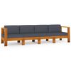 vidaXL Canap&eacute; de jardin 4 places et coussins gris fonc&eacute; bois d'acacia