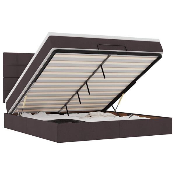 VidaXL Cadre de lit ottoman avec matelas marron fonc&eacute; 180x200 cm tissu