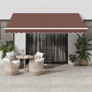 vidaXL Auvent manuel r&eacute;tractable avec LED marron 400x350 cm