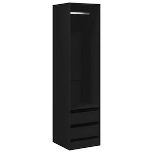 vidaXL Garde-robe avec tiroirs Noir 50x50x200 cm Bois d'ing&eacute;nierie