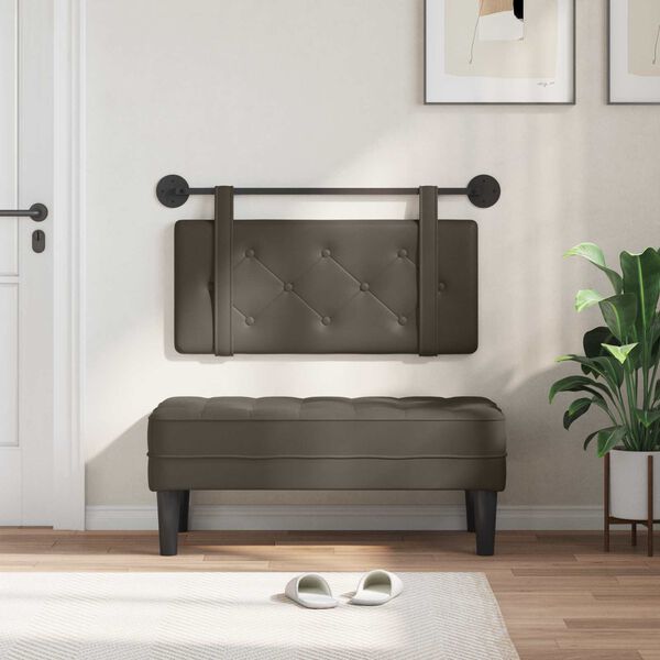 vidaXL T&ecirc;te de lit suspendue Gris 90 x 55 x 5 cm Simili cuir