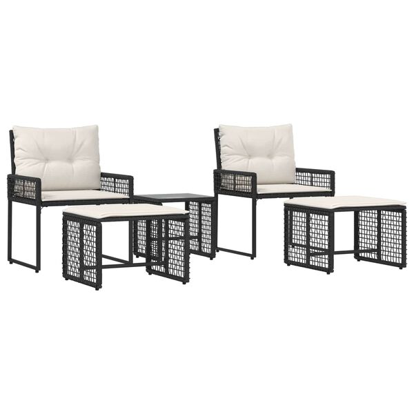 vidaXL Ensemble de meubles d'ext&eacute;rieur 5 pcs Noir et Blanc
