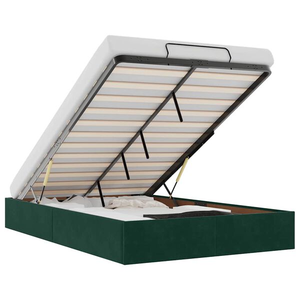 vidaXL Cadre de lit ottoman sans matelas vert fonc&eacute; 120x190 cm velours