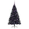 vidaXL Sapin de No&euml;l artificiel pr&eacute;-&eacute;clair&eacute; Noir 180 cm PVC