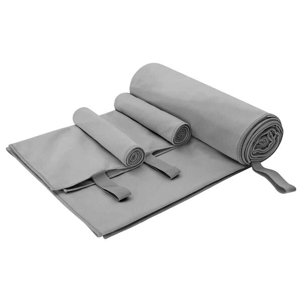 vidaXL Set de serviettes de sport 3 pcs Gris fonc&eacute;