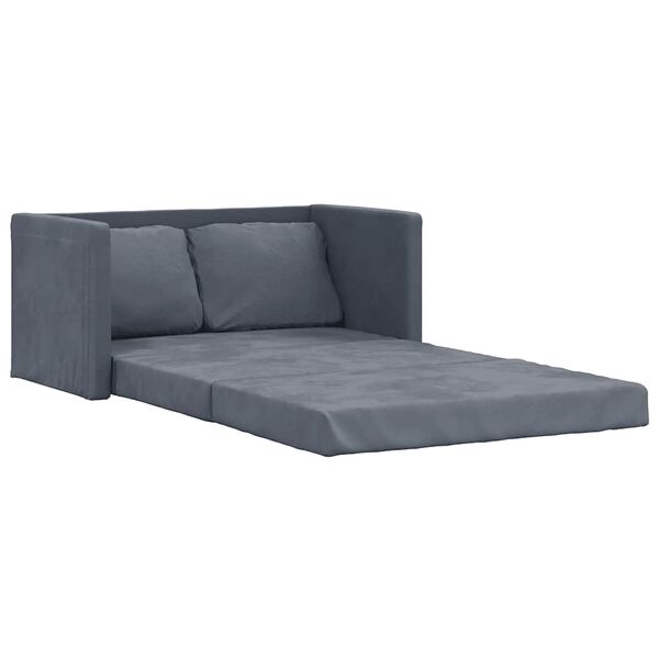 vidaXL Canap&eacute;-lit 2 en 1 gris fonc&eacute; 122x204x55 cm velours