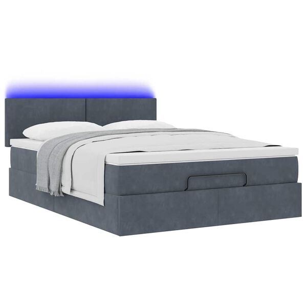 vidaXL Cadre de lit ottoman avec matelas gris fonc&eacute; 140x190 cm velours