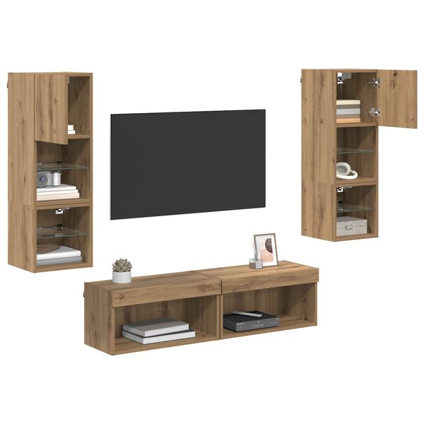 vidaXL Unit&eacute; murale de TV 6 pcs Ch&ecirc;ne artisanal Bois d'ing&eacute;nierie