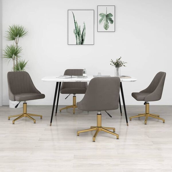 vidaXL Chaises pivotantes &agrave; manger lot de 4 gris clair velours