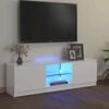 vidaXL Meuble TV avec lumi&egrave;res LED blanc brillant 120x30x36 cm