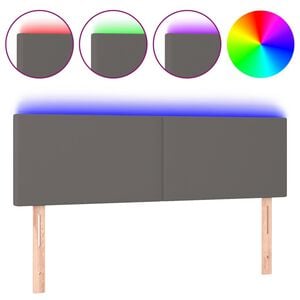 vidaXL T&ecirc;te de lit &agrave; LED Gris 144x5x78/88 cm Similicuir