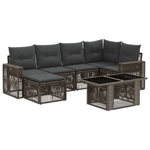 vidaXL Ensemble de canap&eacute; de jardin 7 pc Gris et Gris fonc&eacute; polyrotin