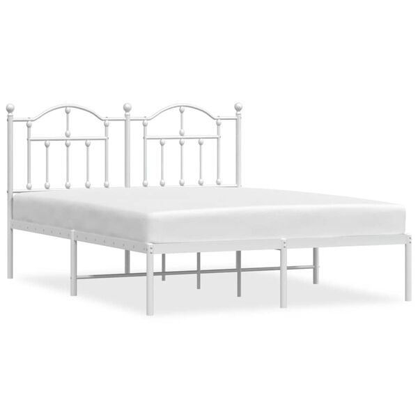 vidaXL Cadre de lit m&eacute;tal sans matelas et t&ecirc;te de lit blanc 140x200 cm
