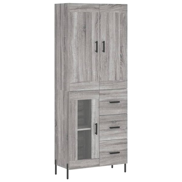 vidaXL Buffet haut Sonoma gris 69,5x34x180 cm Bois d'ing&eacute;nierie
