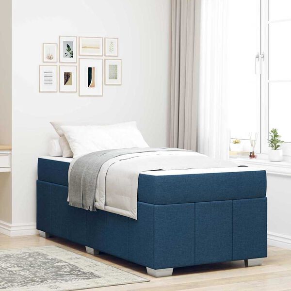 vidaXL Cadre de lit avec matelas Bleu 90 x 190 cm tissu