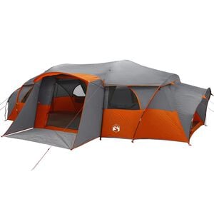 vidaXL Tente familiale avec auvent imperm&eacute;able tunnel Gris et orange