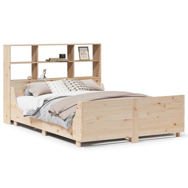 vidaXL Lit bibliothèque sans matelas 120x190 cm bois massif