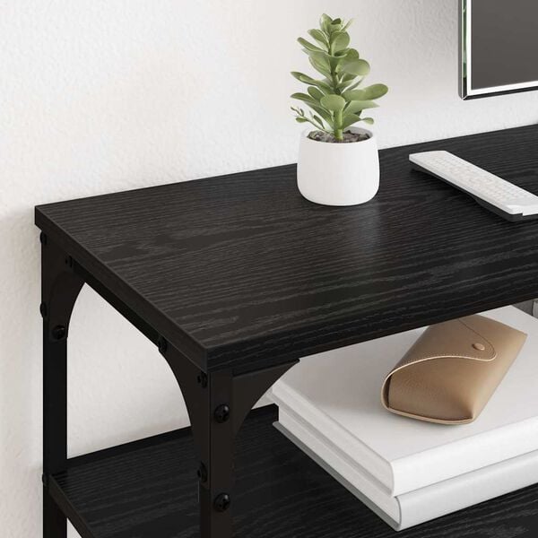 vidaXL Meuble TV Ch&ecirc;ne noir 160 x 30 x 50 cm Bois d'ing&eacute;nierie et fer