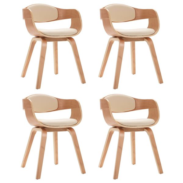 vidaXL Chaises à manger lot de 4 bois courbé et similicuir