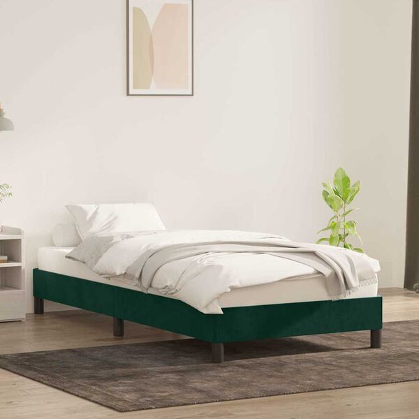vidaXL Cadre de lit sans matelas vert fonc&eacute; 90x220 cm velours