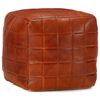 vidaXL Pouf 40 x 40 x 40 cm Brun roux Cuir v&eacute;ritable de ch&egrave;vre