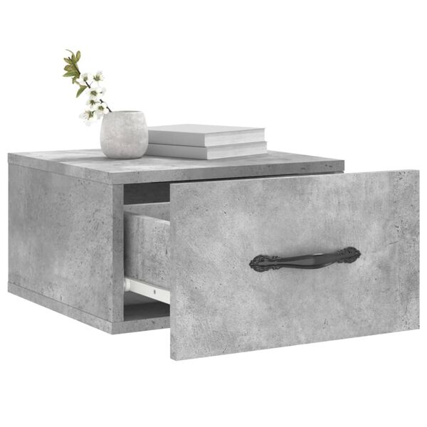 vidaXL Table de chevet murale gris béton 35x35x20 cm