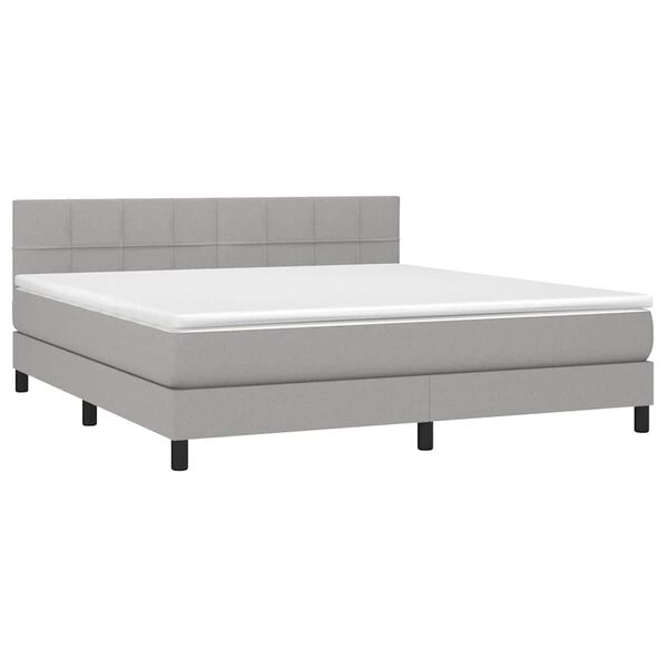 vidaXL Sommier &agrave; lattes de lit avec matelas Gris clair 160x200cm Tissu