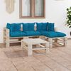 vidaXL Salon palette de jardin 5 pcs avec coussins bois de pin