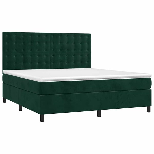 vidaXL Sommier &agrave; lattes de lit matelas et LED Vert fonc&eacute; 160x200 cm