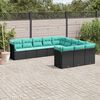 vidaXL Salon de jardin 11 pcs avec coussins noir r&eacute;sine tress&eacute;e