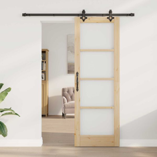 vidaXL Porte coulissante ORKDAL Naturel et Noir 73,5 x 211 cm