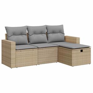 vidaXL Salon de jardin avec coussins 4 pcs beige r&eacute;sine tress&eacute;e
