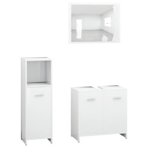 vidaXL Ensemble de meubles de salle de bain 3pcs Blanc Bois ing&eacute;nierie