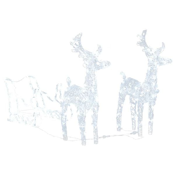 vidaXL Décoration de Noël Rennes et traîneau 160 LED 130 cm Acrylique