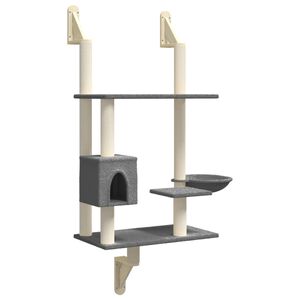 vidaXL Arbre &agrave; chat mural avec griffoir gris fonc&eacute; 153 cm
