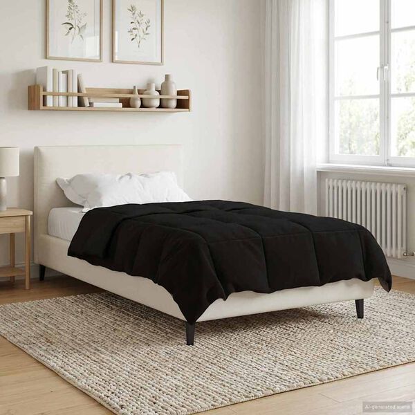 vidaXL Duvet complet toute l'ann&eacute;e Noir 140 x 200 cm Microfibre