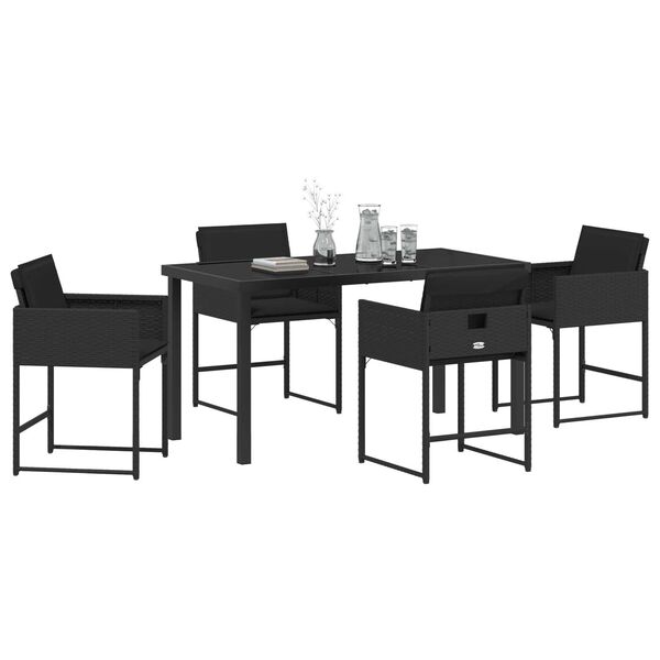 vidaXL Ensemble de salle &agrave; manger pour jardin 5 pcs Noir polyrotin