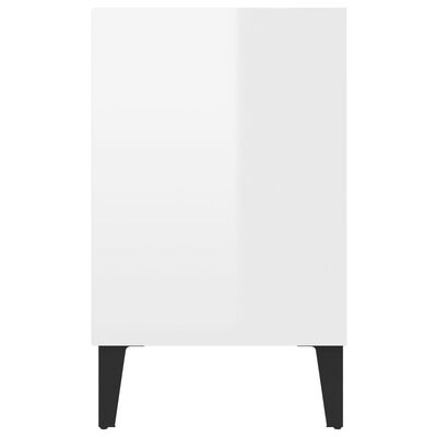 vidaXL Meuble TV avec pieds en métal Blanc brillant 103,5x30x50 cm