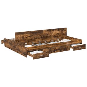 vidaXL Cadre de lit avec rangement avec tiroir Ch&ecirc;ne fum&eacute; 160 x 200 cm