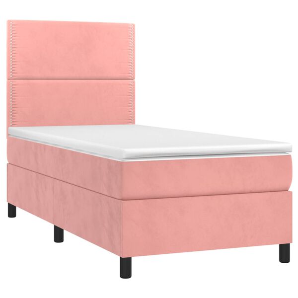 vidaXL Sommier &agrave; lattes de lit avec matelas Rose 90x200 cm Velours