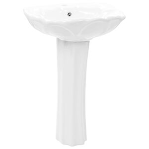 vidaXL Lavabo autoportant avec socle C&eacute;ramique Blanc 580x510x200 mm