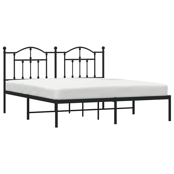 vidaXL Cadre de lit m&eacute;tal sans matelas et t&ecirc;te de lit noir 180x200 cm