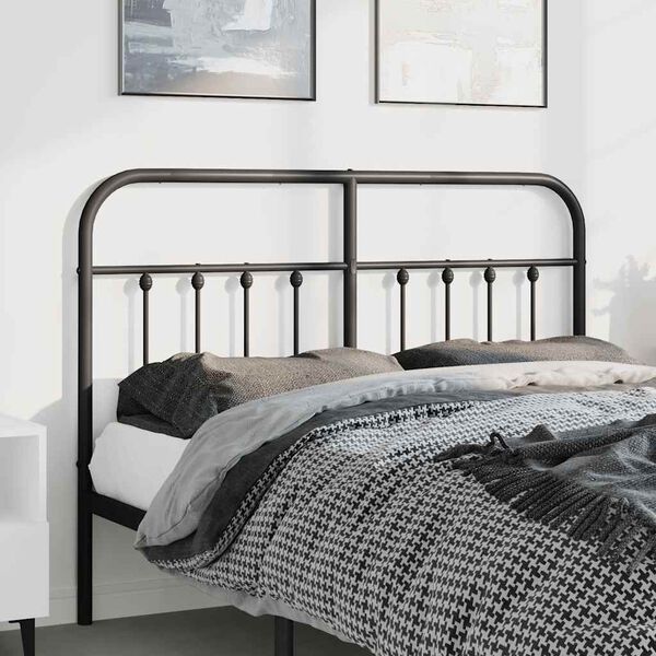 vidaXL T&ecirc;te de lit de remplacement m&eacute;tal noir 150 cm