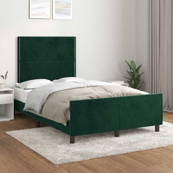 vidaXL Cadre de lit sans matelas vert fonc&eacute; 120x190 cm velours