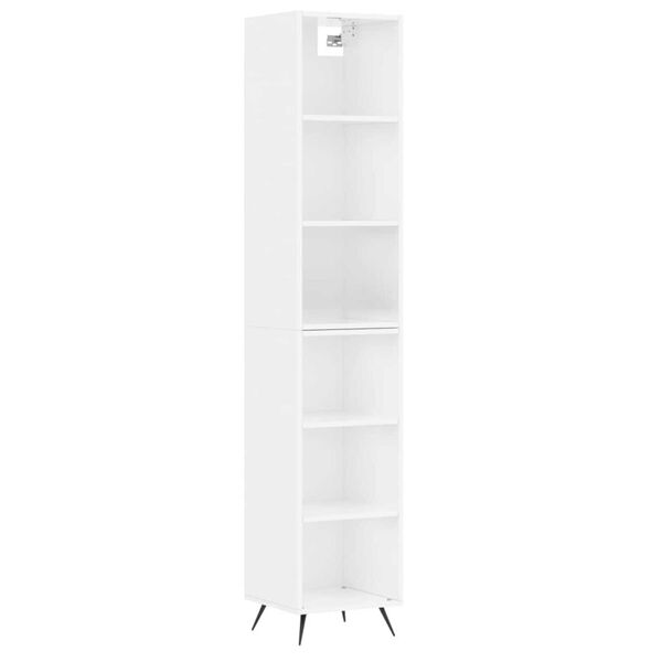 vidaXL Buffet haut Blanc brillant 34,5x32,5x180 cm Bois d'ing&eacute;nierie