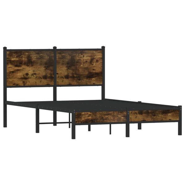 vidaXL Cadre de lit en m&eacute;tal sans matelas ch&ecirc;ne fum&eacute; 120x190 cm