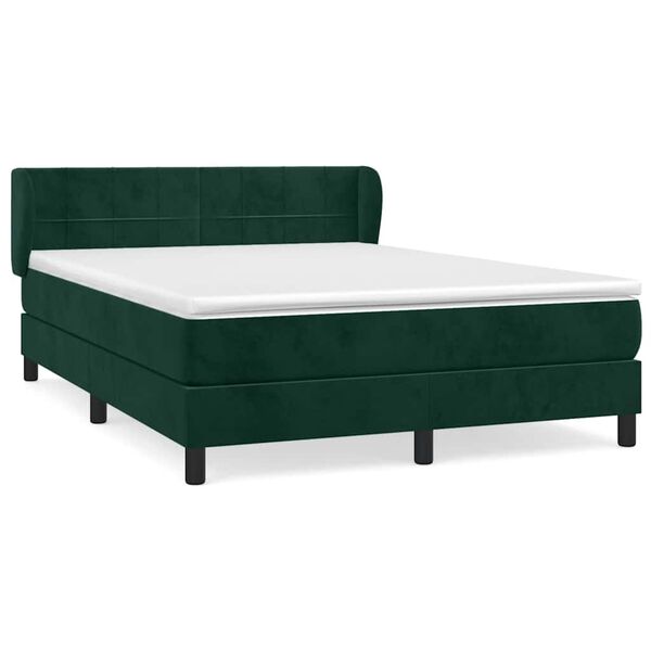 vidaXL Sommier &agrave; lattes de lit et matelas Vert fonc&eacute; 140x190cm Velours