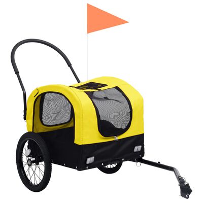 vidaXL Remorque de vélo pour chiens et poussette 2-en-1 jaune et noir