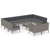 vidaXL Salon de jardin 12 pcs avec coussins R&eacute;sine tress&eacute;e Gris