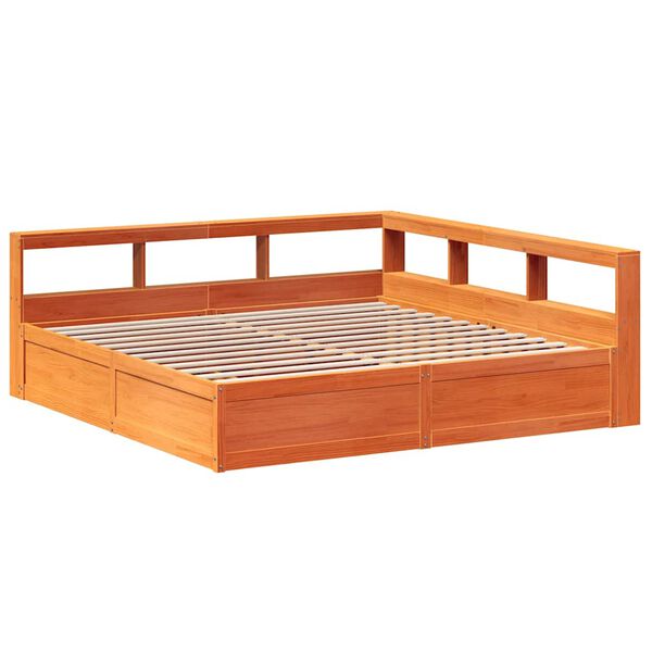 vidaXL Lit biblioth&egrave;que sans matelas cire marron 180x200 cm pin massif